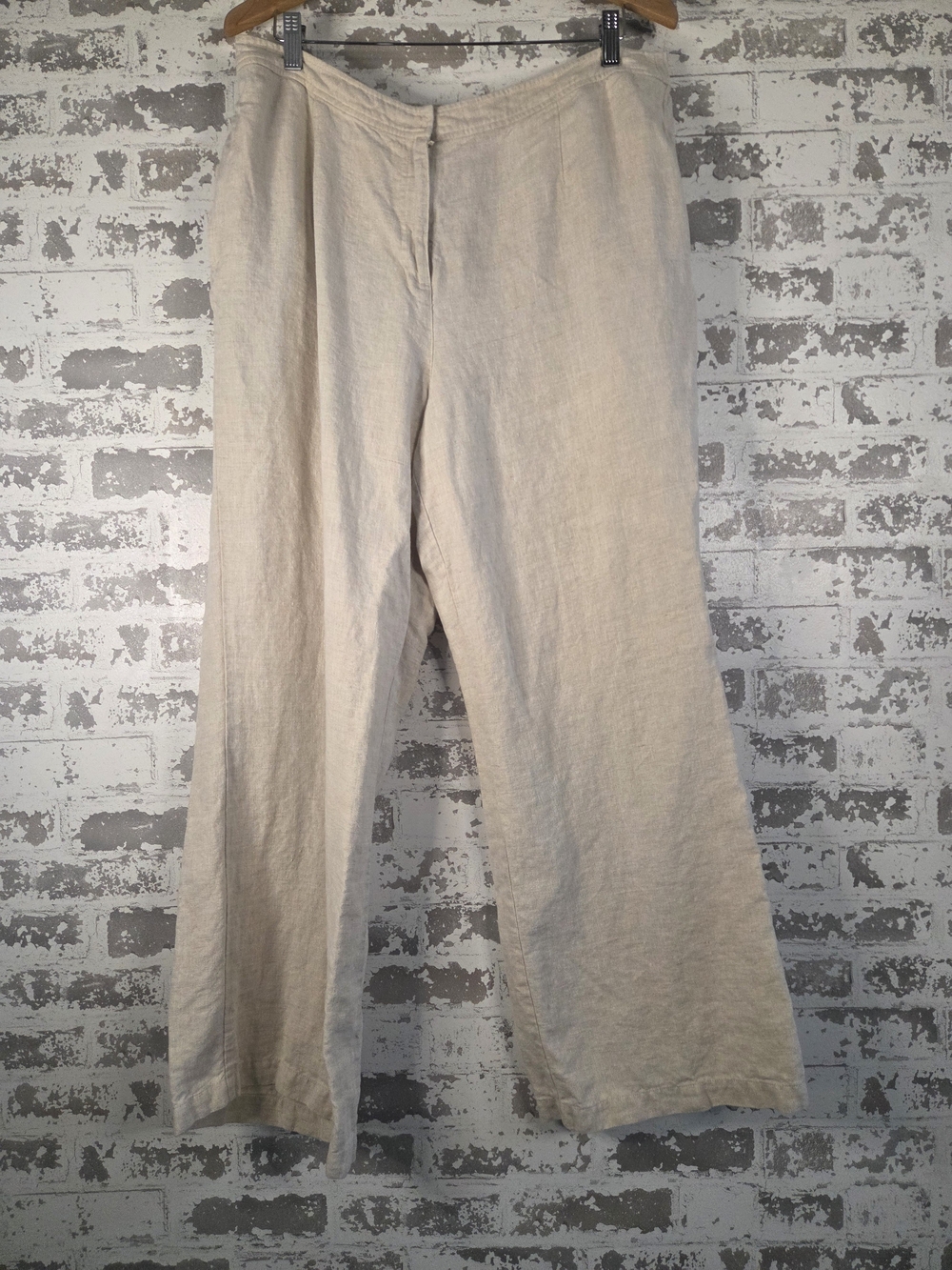 ​J. Jill 100% Linen Wide Leg Pants Beige Oatmeal Size 18